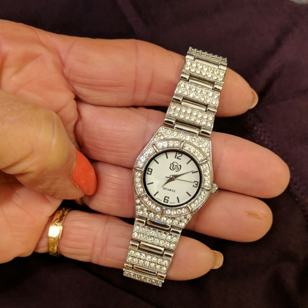 Silver tone watch